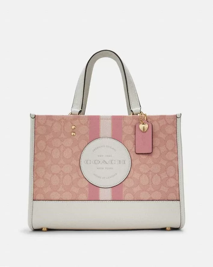 Coach Dempsey Carryall In Signature Jacquard With Coach Patch And Heart Charm