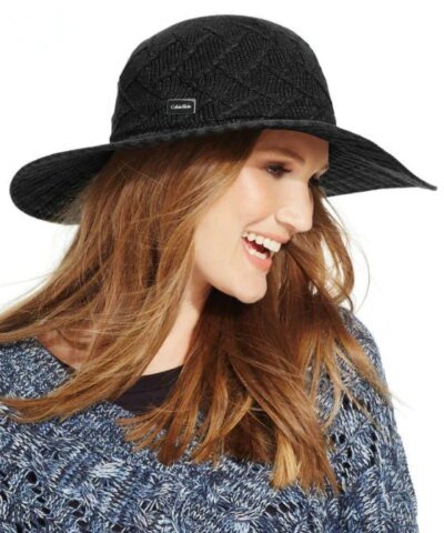 Calvin Klein Women's Black Knit Floppy Hat