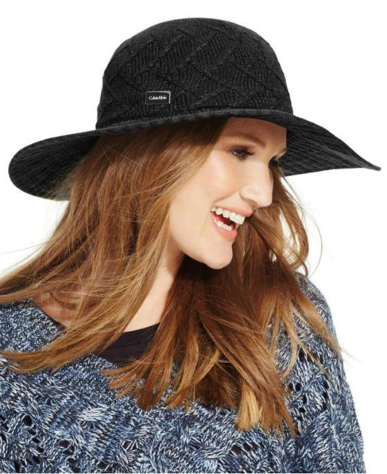 Calvin Klein Women's Black Knit Floppy Hat