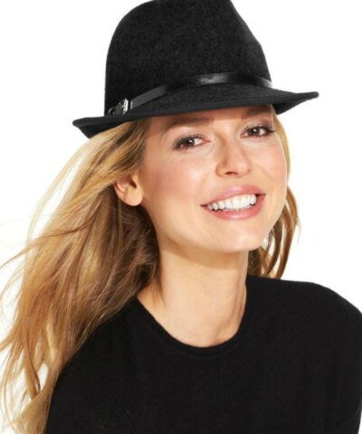 Calvin Klein Wool Belted Fedora Black