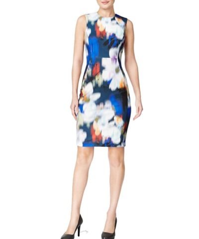 Calvin Klein Women's Blurred Floral Scuba Sheath Dress