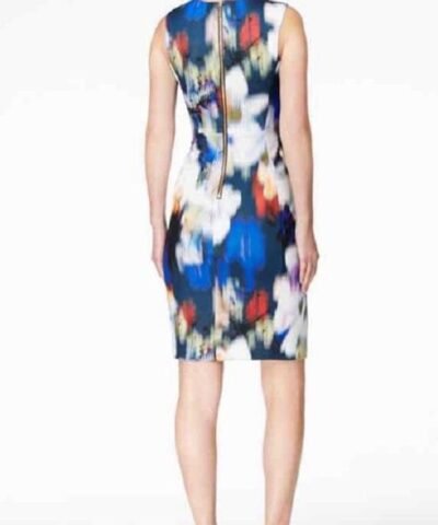 Calvin Klein Women's Blurred Floral Scuba Sheath Dress