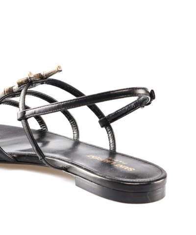 Saint Laurent Cassandra Leather Flat Sandals