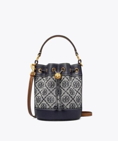 Tory Burch T Monogram Jacquard Mini Bucket Bag, Tory Navy