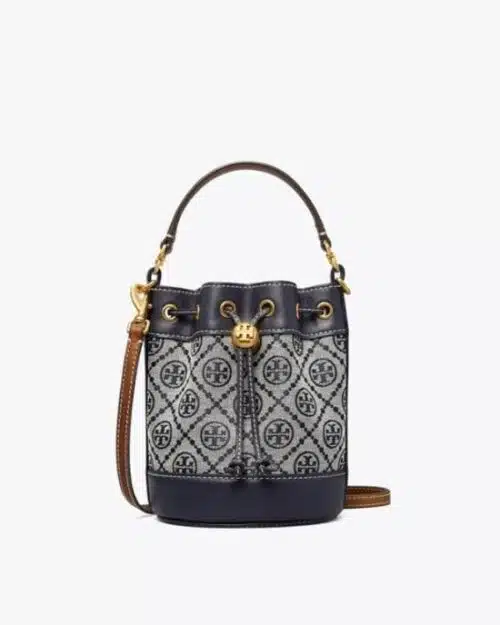 Tory Burch T Monogram Jacquard Mini Bucket Bag, Tory Navy