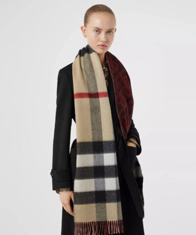 Burberry Reversible Check and Monogram Cashmere Scarf