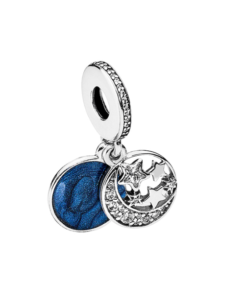 Steffe Sterling Silver & Cubic Zirconia Blue Retro Night Sky Charms