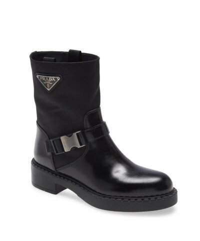 Prada Nylon Logo Biker Moto Booties