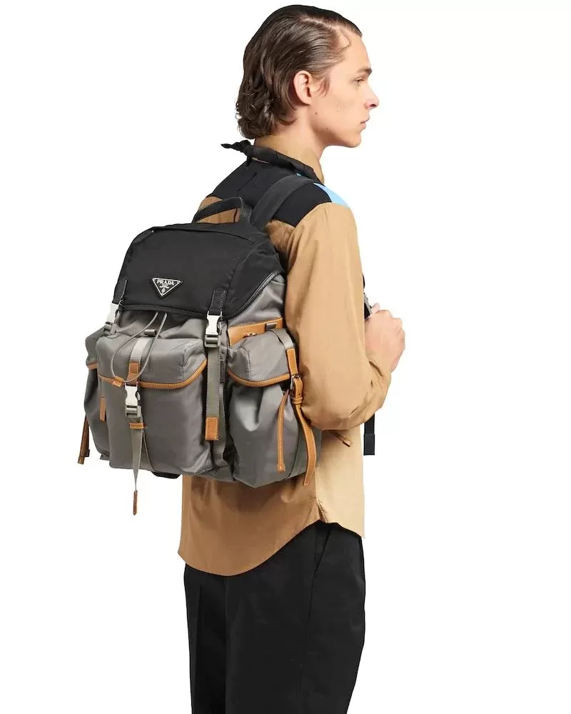 Prada Nylon Backpack, Marble Gray