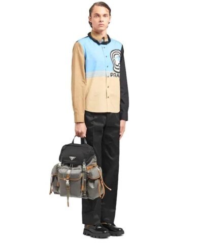 Prada Nylon Backpack, Marble Gray