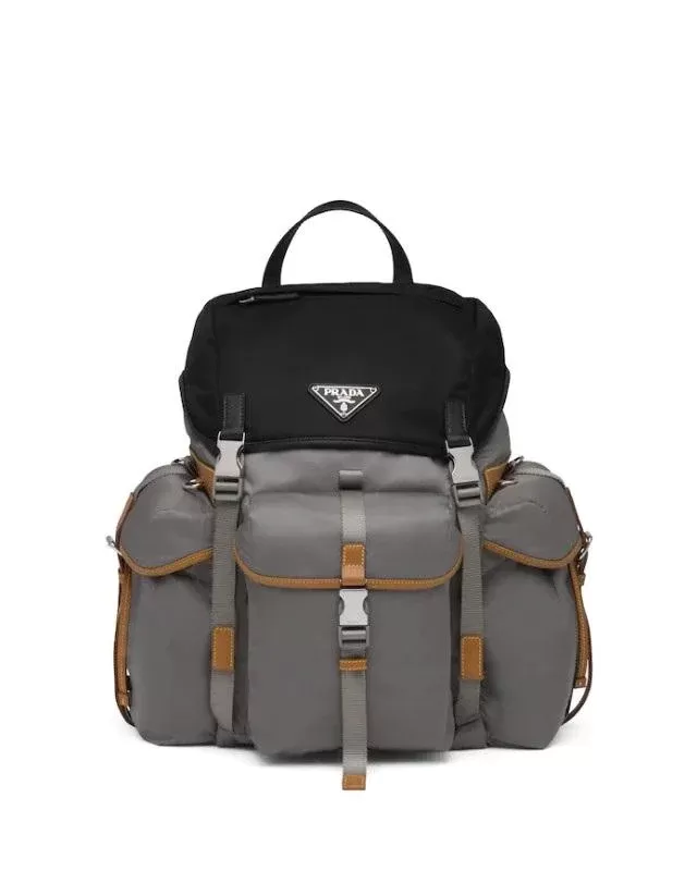 Prada Nylon Backpack, Marble Gray