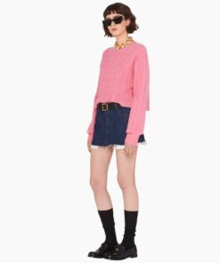 Miu Miu Crew-Neck Pink Cashmere Sweater
