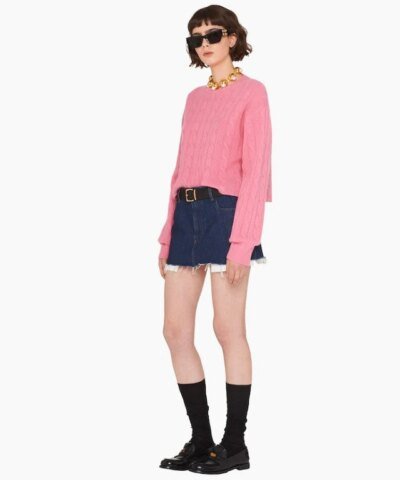 Miu Miu Crew-Neck Pink Cashmere Sweater