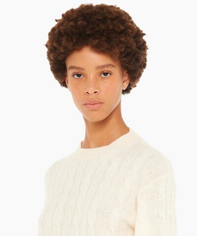 Miu Miu Crew-Neck White Cashmere Sweater