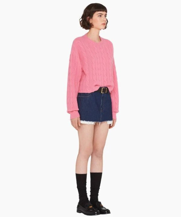 Miu Miu Crew-Neck Pink Cashmere Sweater
