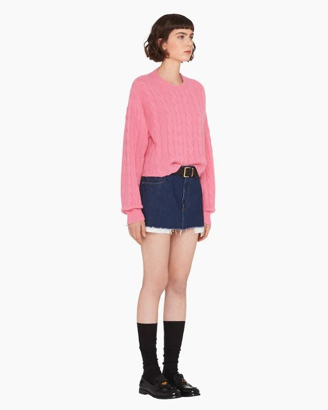 Miu Miu Crew-Neck Pink Cashmere Sweater