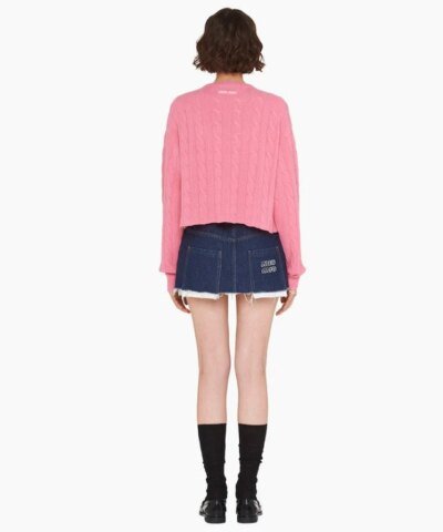 Miu Miu Crew-Neck Pink Cashmere Sweater