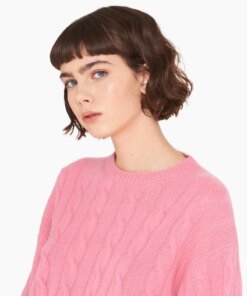 Miu Miu Crew-Neck Pink Cashmere Sweater