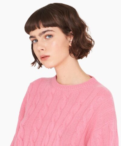 Miu Miu Crew-Neck Pink Cashmere Sweater