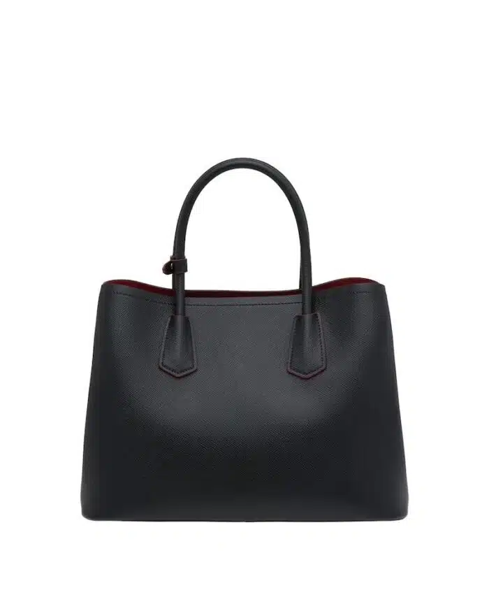 Prada Medium Saffiano Leather Double Prada Bag, Black
