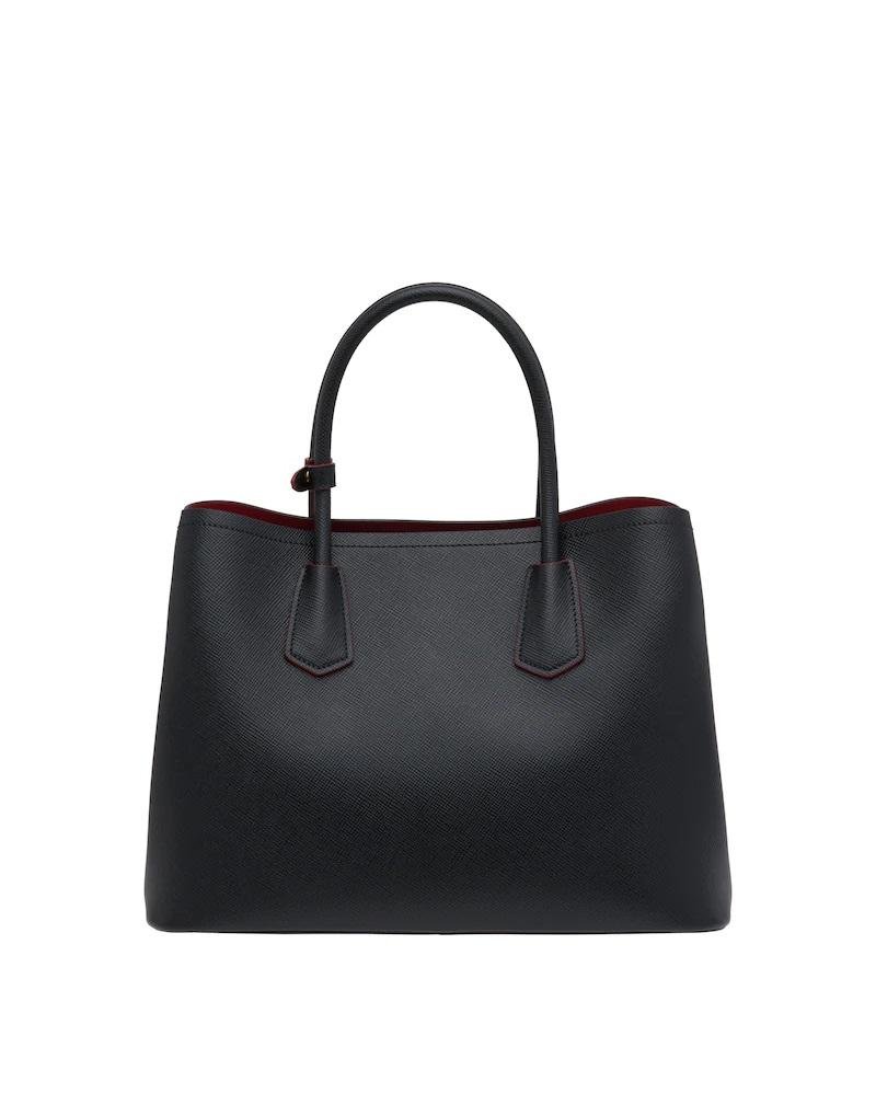 Prada Medium Saffiano Leather Double Prada Bag, Black