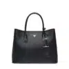 Prada Medium Saffiano Leather Double Prada Bag, Black
