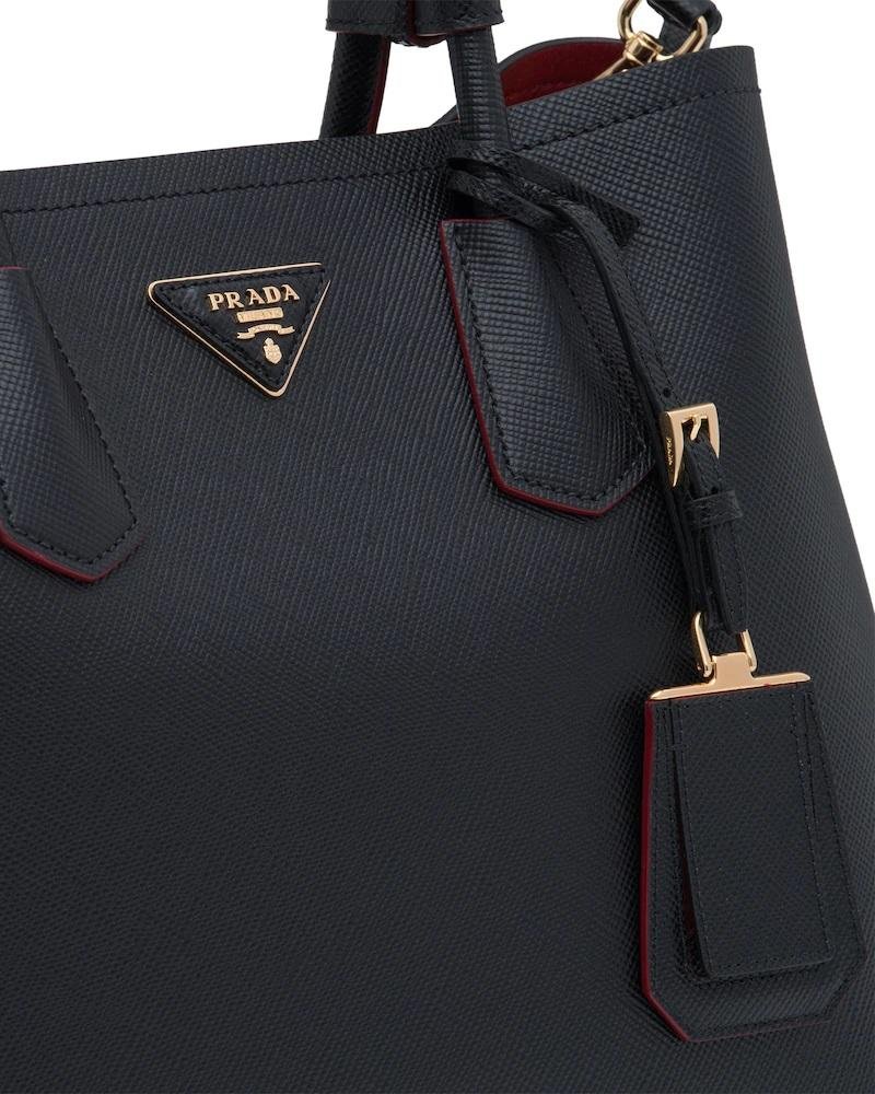 Prada Medium Saffiano Leather Double Prada Bag, Black