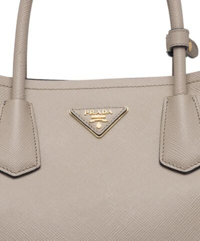 Prada Medium Saffiano Leather Double Prada Bag, Grey