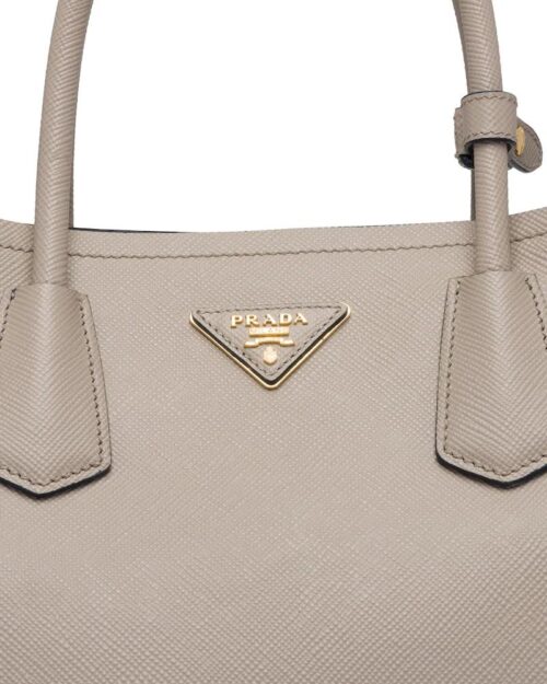 Prada Medium Saffiano Leather Double Prada Bag, Grey