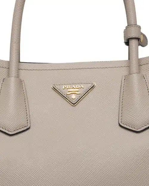 Prada Medium Saffiano Leather Double Prada Bag, Grey