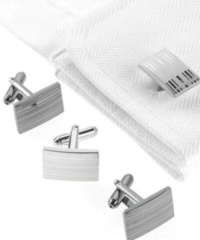 Geoffrey Beene Cufflinks, Laser Stripes Boxed Set