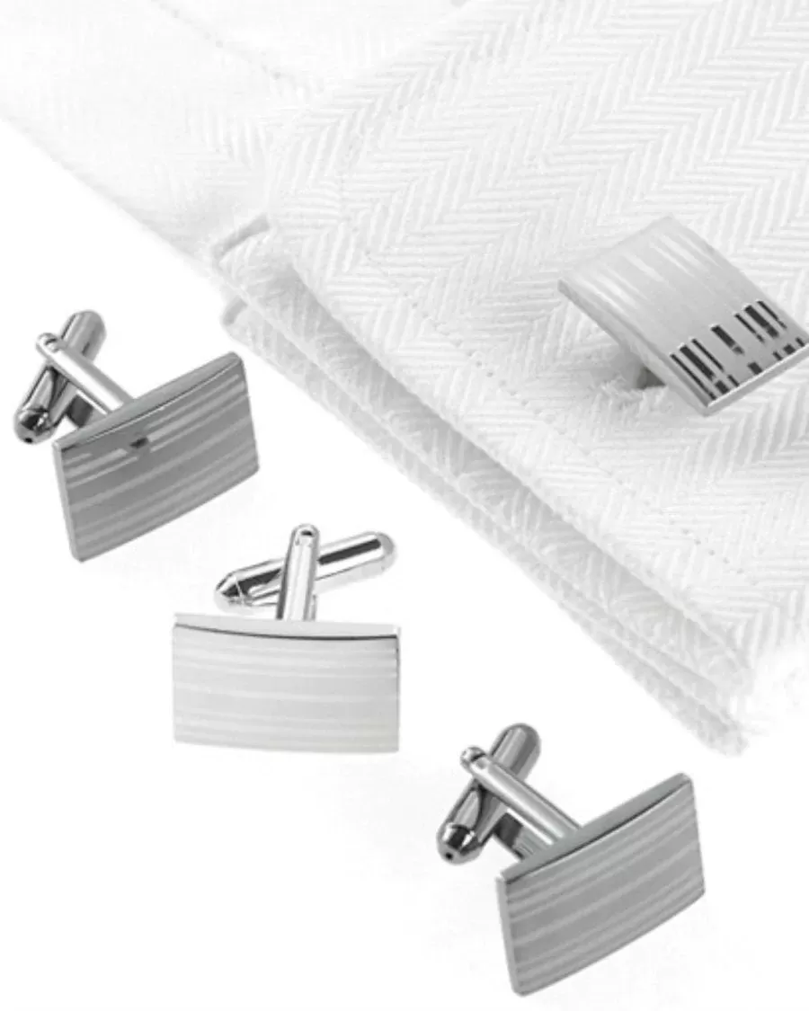 Geoffrey Beene Cufflinks, Laser Stripes Boxed Set