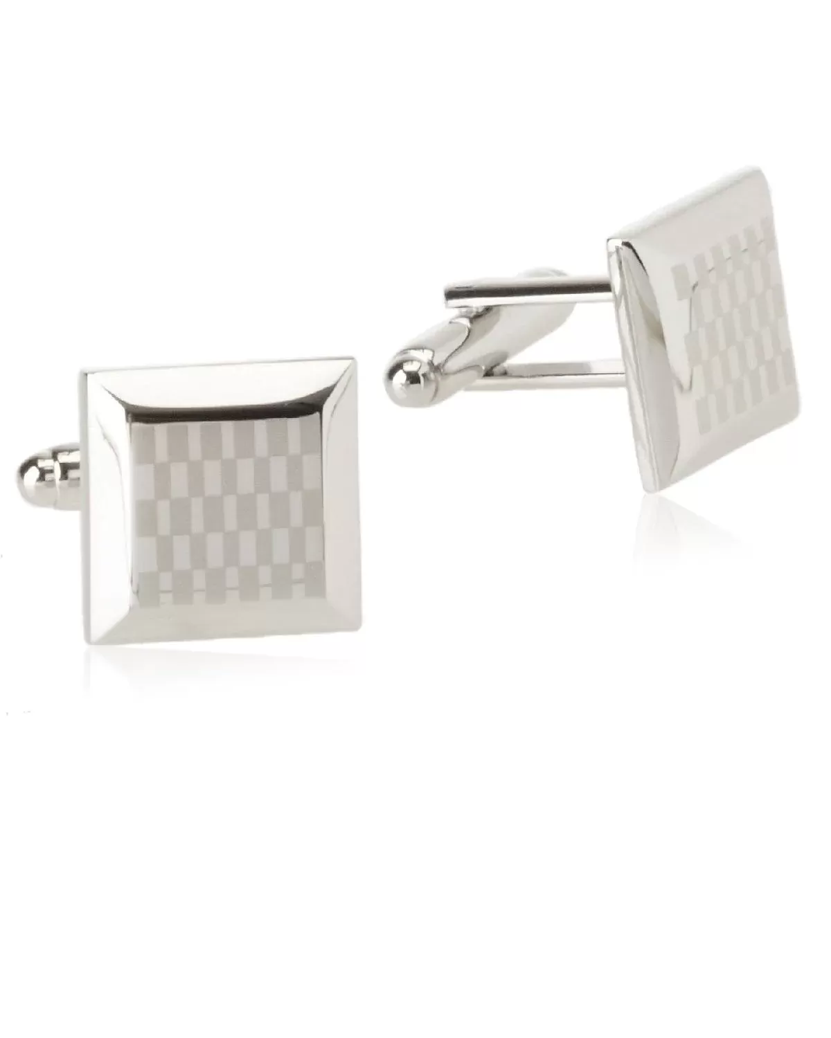 Geoffrey Beene Silver-tone Brushed and Polished Beveled Edge SUIT Cufflinks