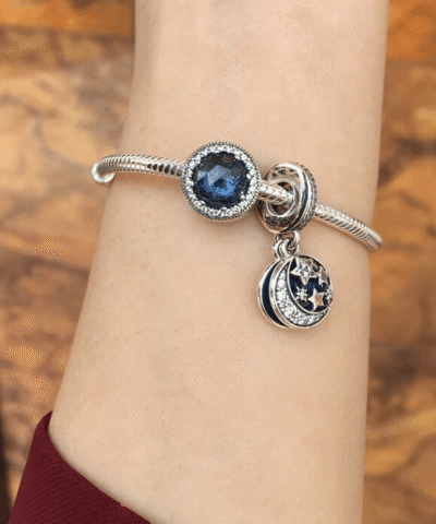 Steffe Sterling Silver & Cubic Zirconia Blue Retro Night Sky Charms