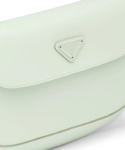 Prada Cleo Brushed Leather Shoulder Bag With Flap, Aqua