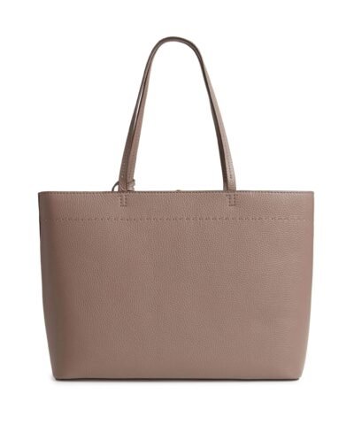 Tory Burch McGraw Leather Tote, Silver Maple