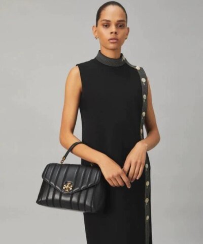 Tory Burch Black Kira Quilted Satchel