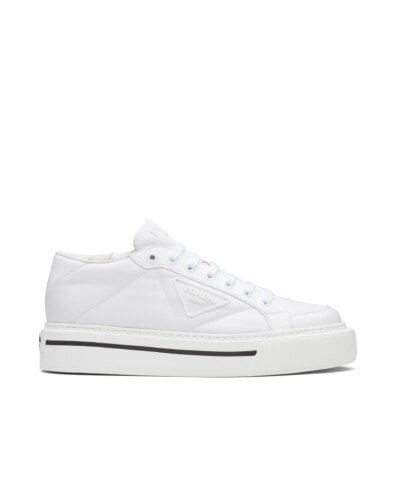Prada Macro Re-Nylon And Brushed Leather Sneakers, White