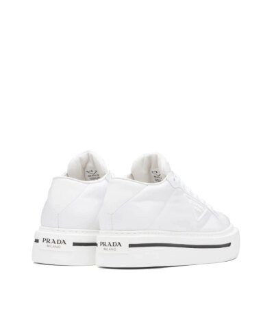 Prada Macro Re-Nylon And Brushed Leather Sneakers, White