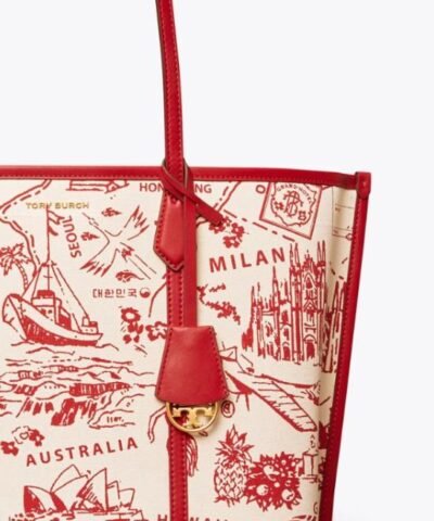 Tory Burch Perry Printed Canvas Triple-Compartment Tote