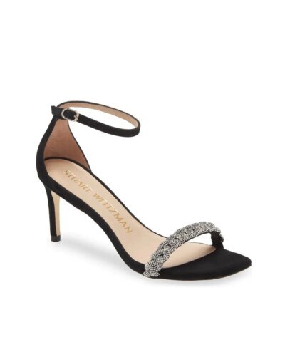 Stuart Weitzman Nudistcurve 75 Crystal Ankle Strap Sandals