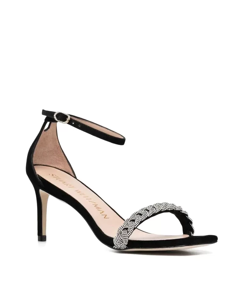 Stuart Weitzman Nudistcurve 75 Crystal Ankle Strap Sandals