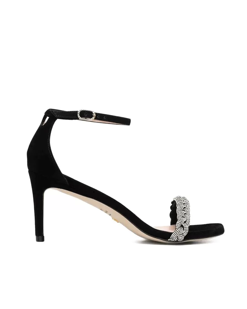 Stuart Weitzman Nudistcurve 75 Crystal Ankle Strap Sandals