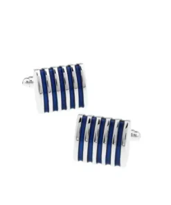 Men's Enamel Blue Stripe Cufflink