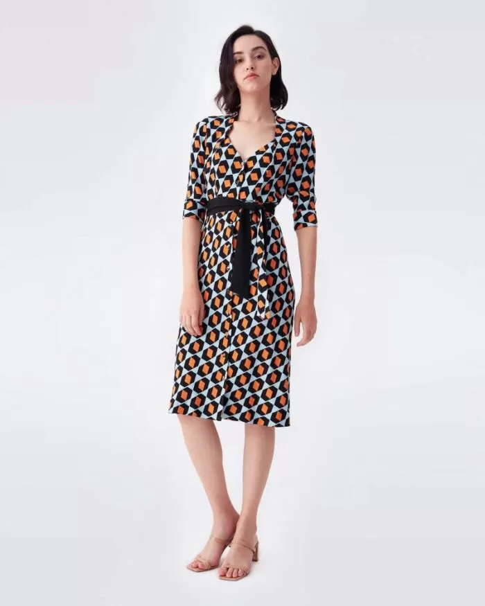 DVF Judith Crepe Belted Shirt Dress