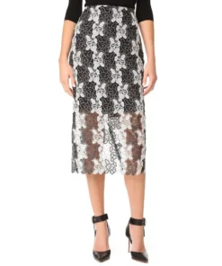 Diane Von Furstenberg Bi-Colour Lace Pencil Skirt in Black/White