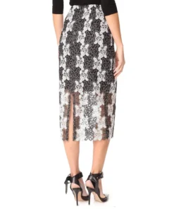 Diane Von Furstenberg Bi-Colour Lace Pencil Skirt in Black/White