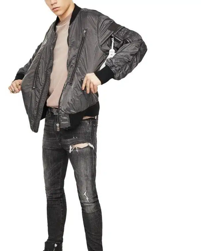 Diesel J-TOSHIO Bomber Jacket With Large Zipped Pockets