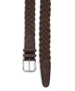 CANALI Braided Leather & Cotton Belt