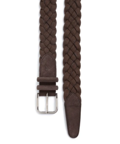 CANALI Braided Leather & Cotton Belt